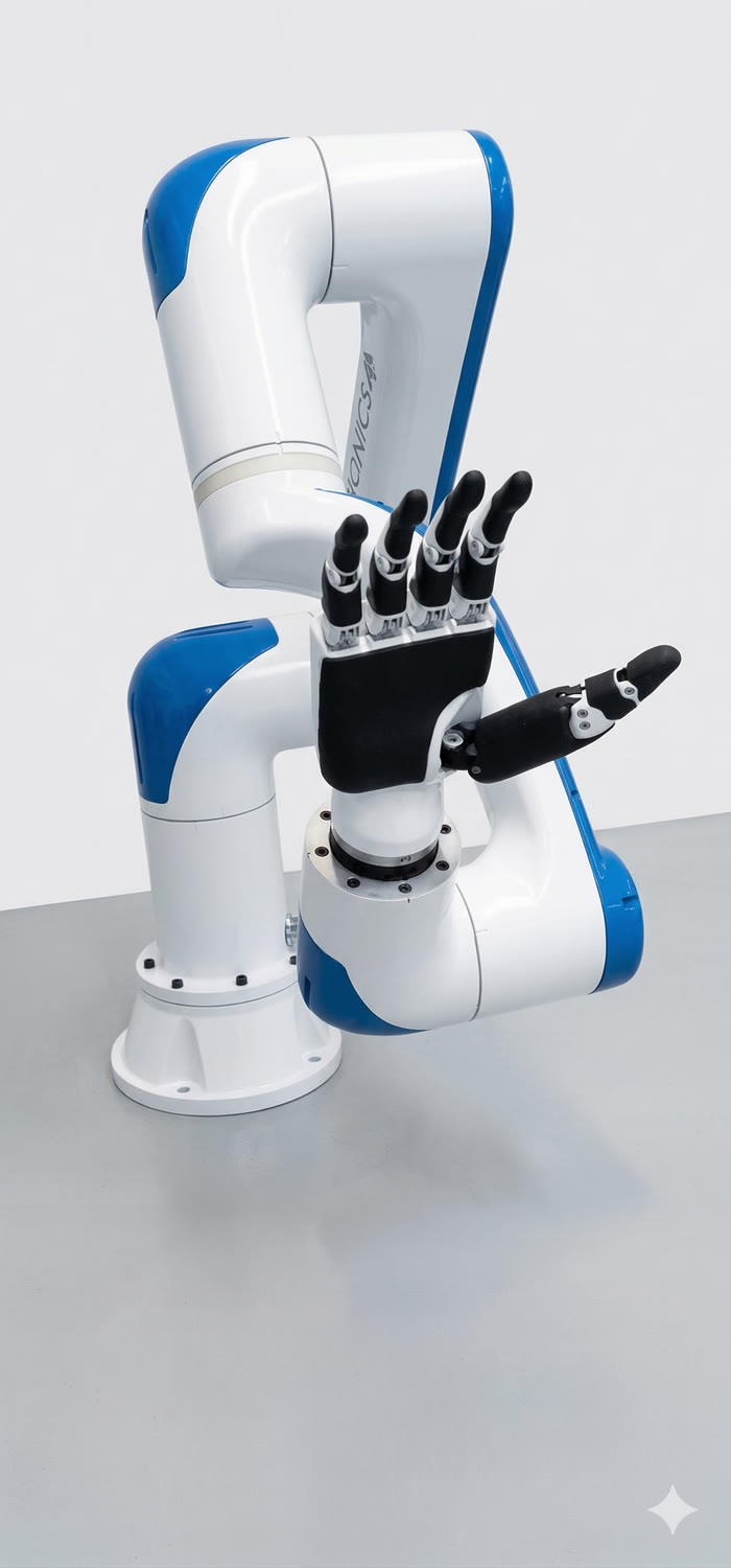 Collaborative cobot with dexterous five-finger hand